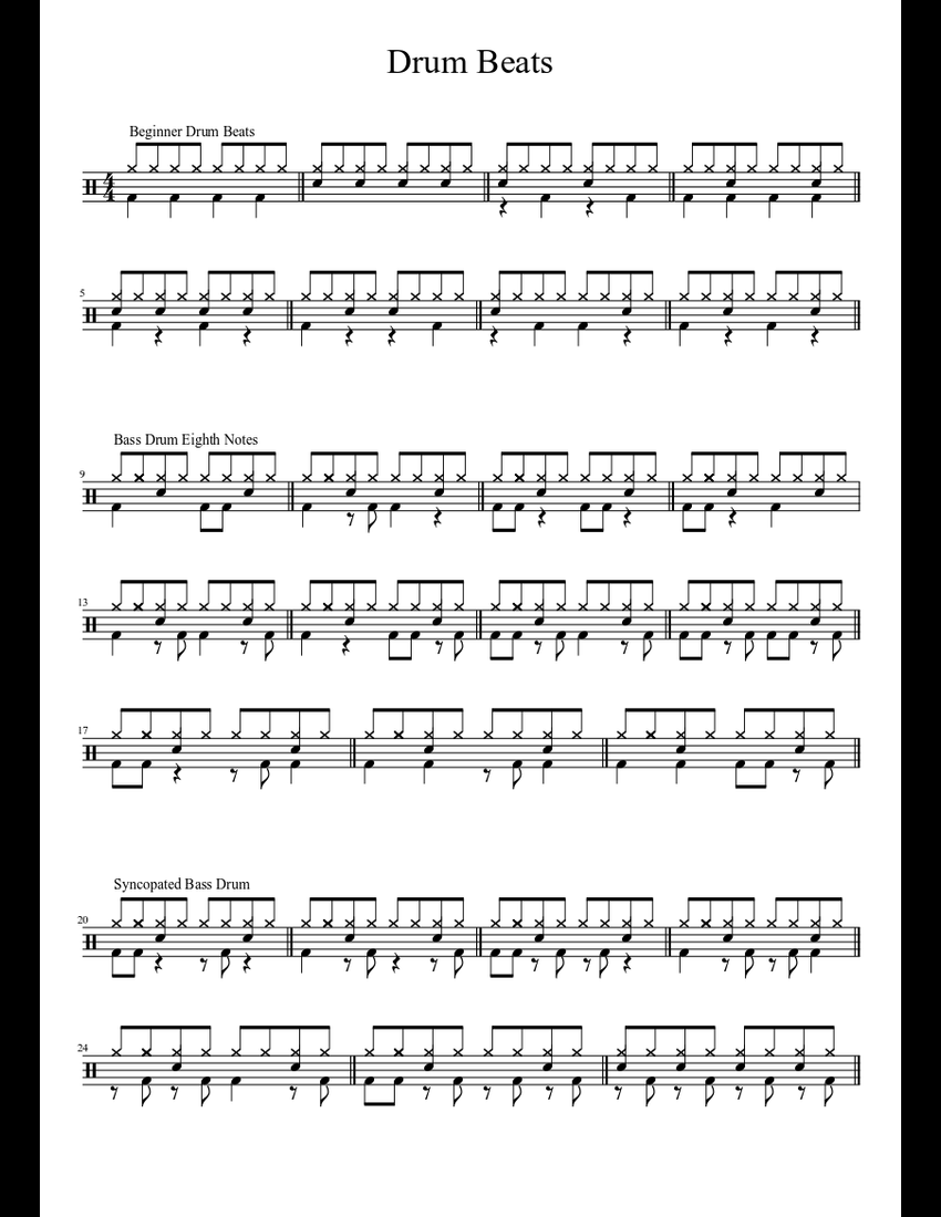 Drum Beats sheet music download free in PDF or MIDI