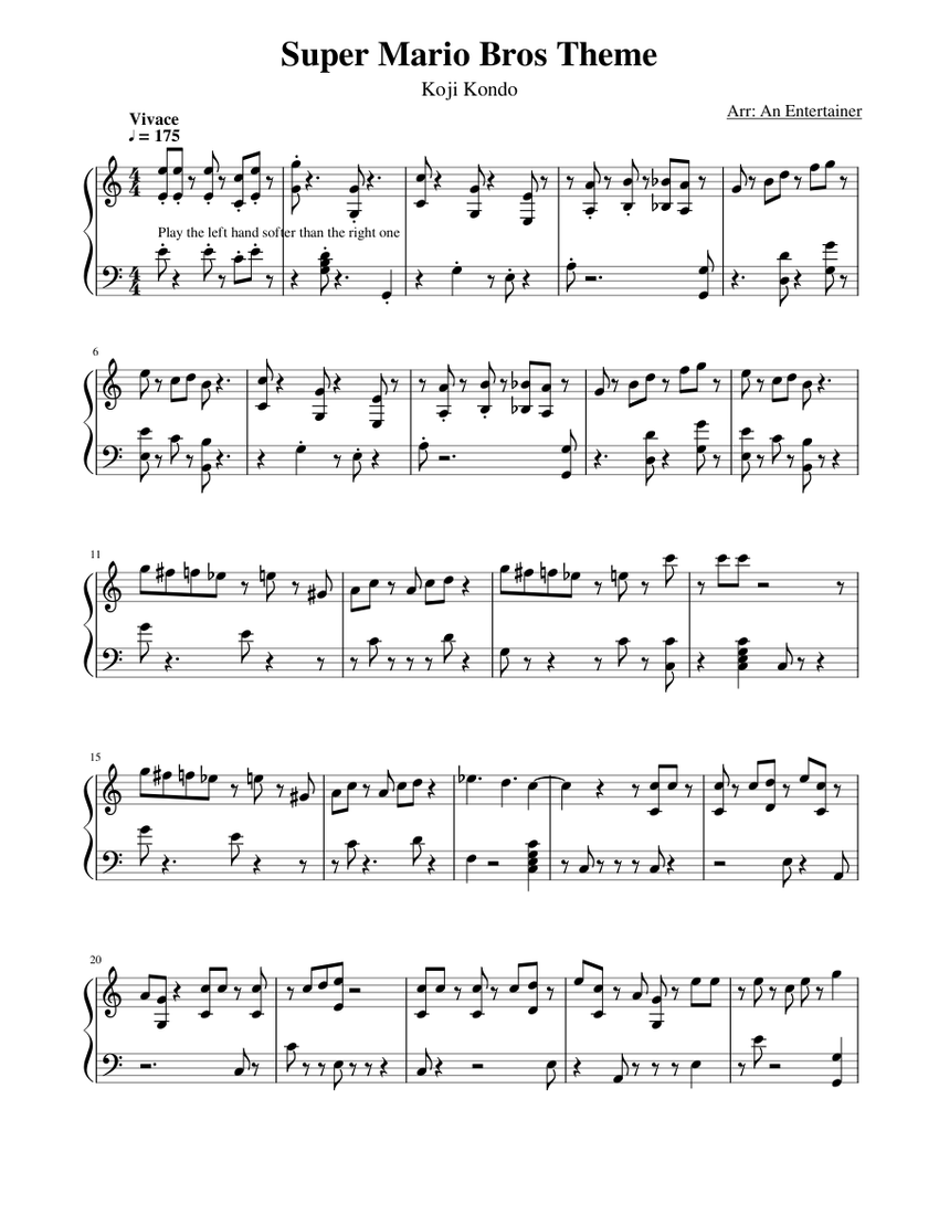Super Mario Bros Theme (Piano) Sheet music for Piano | Download free in