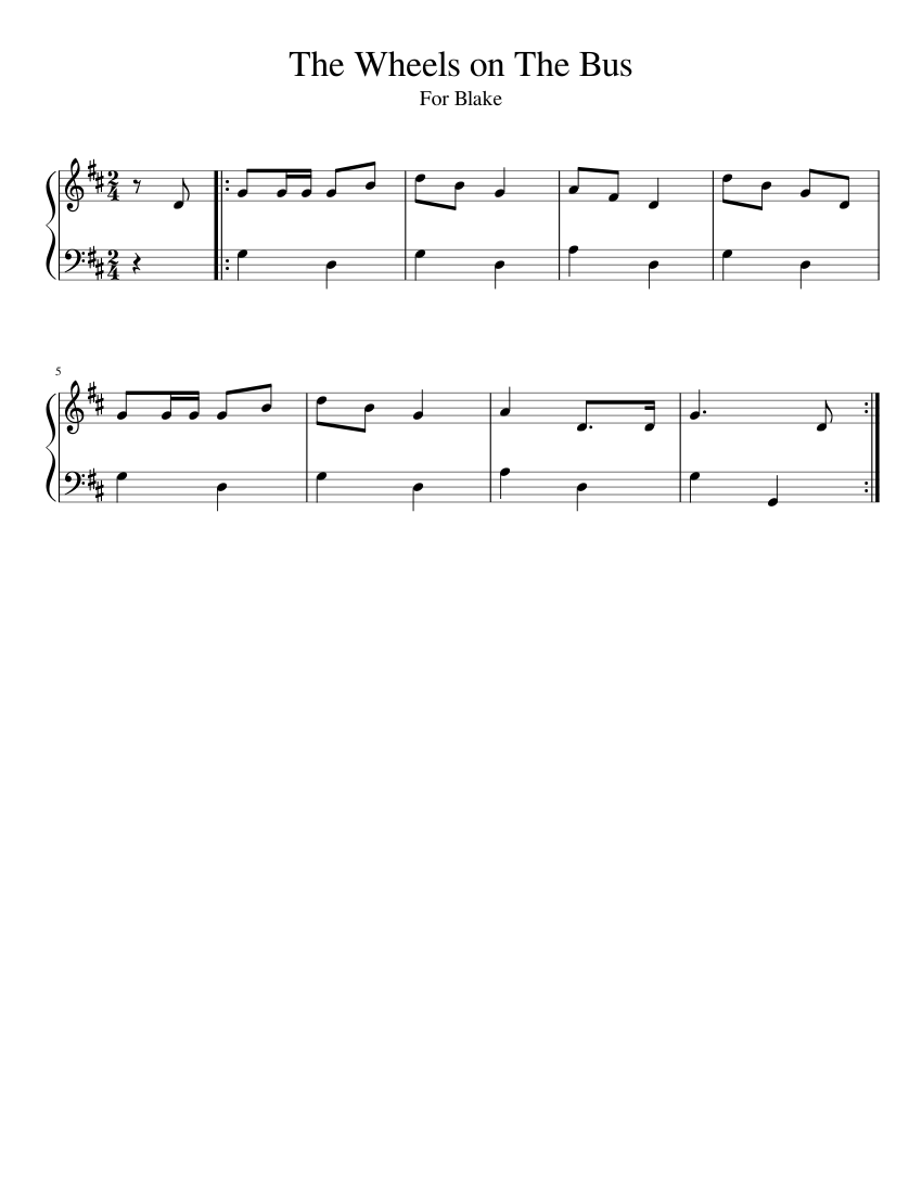 The Wheels on The Bus Sheet music for Piano (Solo) | Musescore.com