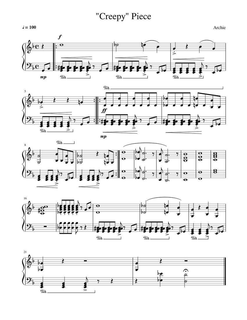 "Creepy" music Sheet music for Piano | Download free in PDF or MIDI
