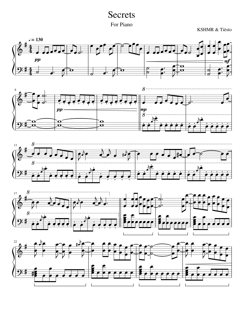Secrets KSHMR & Tiësto Sheet music for Piano (Solo)