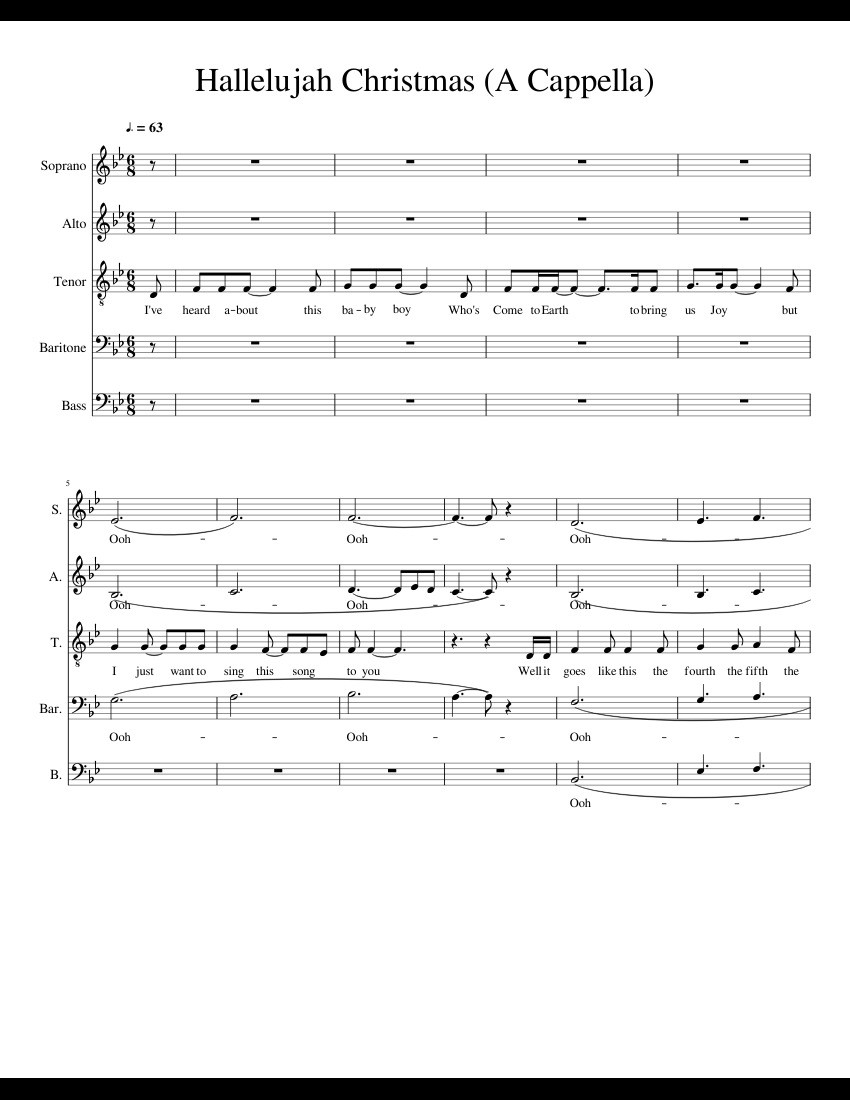 Hallelujah Christmas sheet music for Piano download free in PDF or MIDI