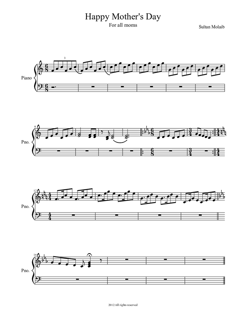 Happy Mother's Day Sheet music | Download free in PDF or MIDI ...