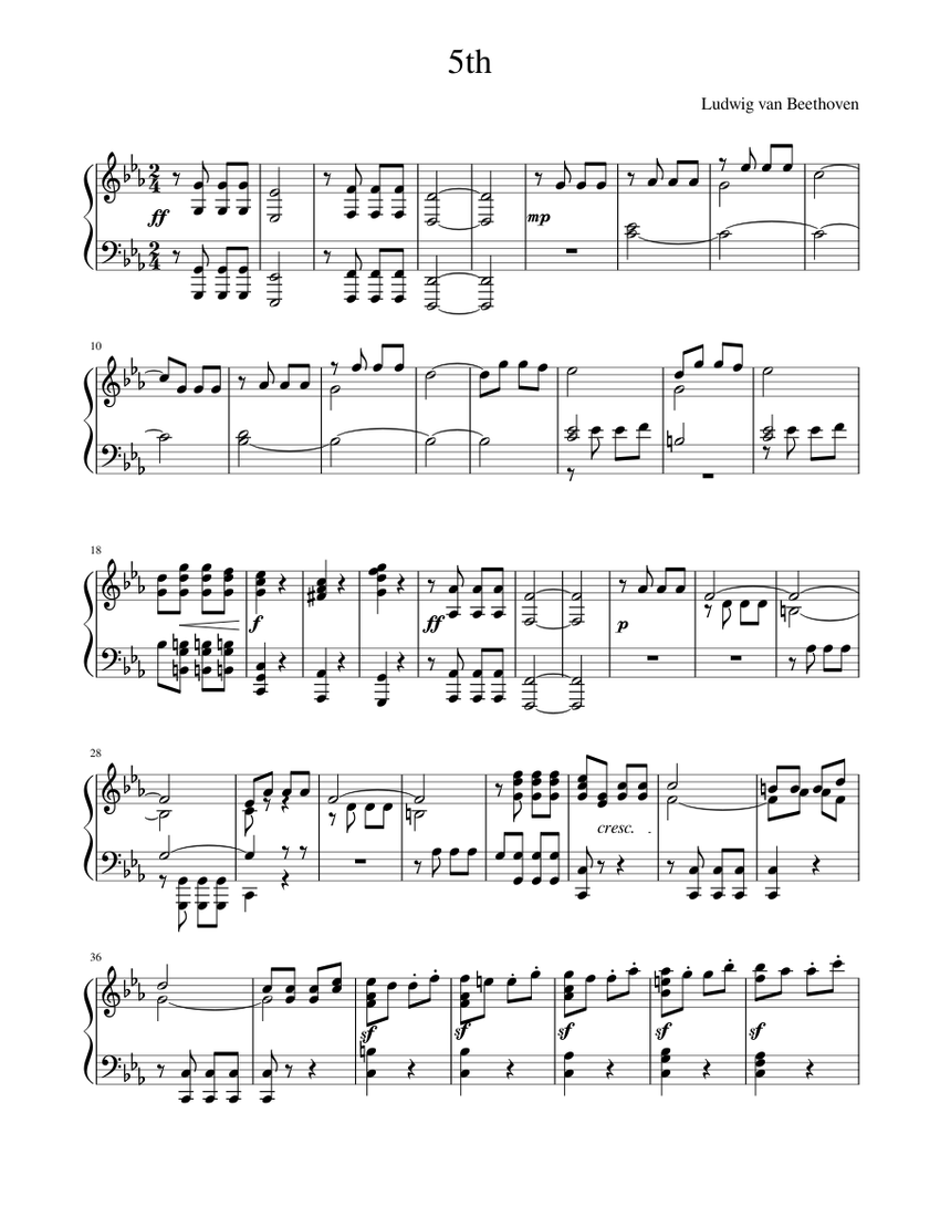 Beethoven's 5th Symphony(1st movement)!..piano arrangement