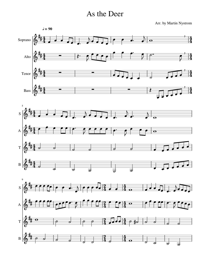 As the Deer Sheet music for Piano, Violin (Mixed Quintet) | Musescore.com
