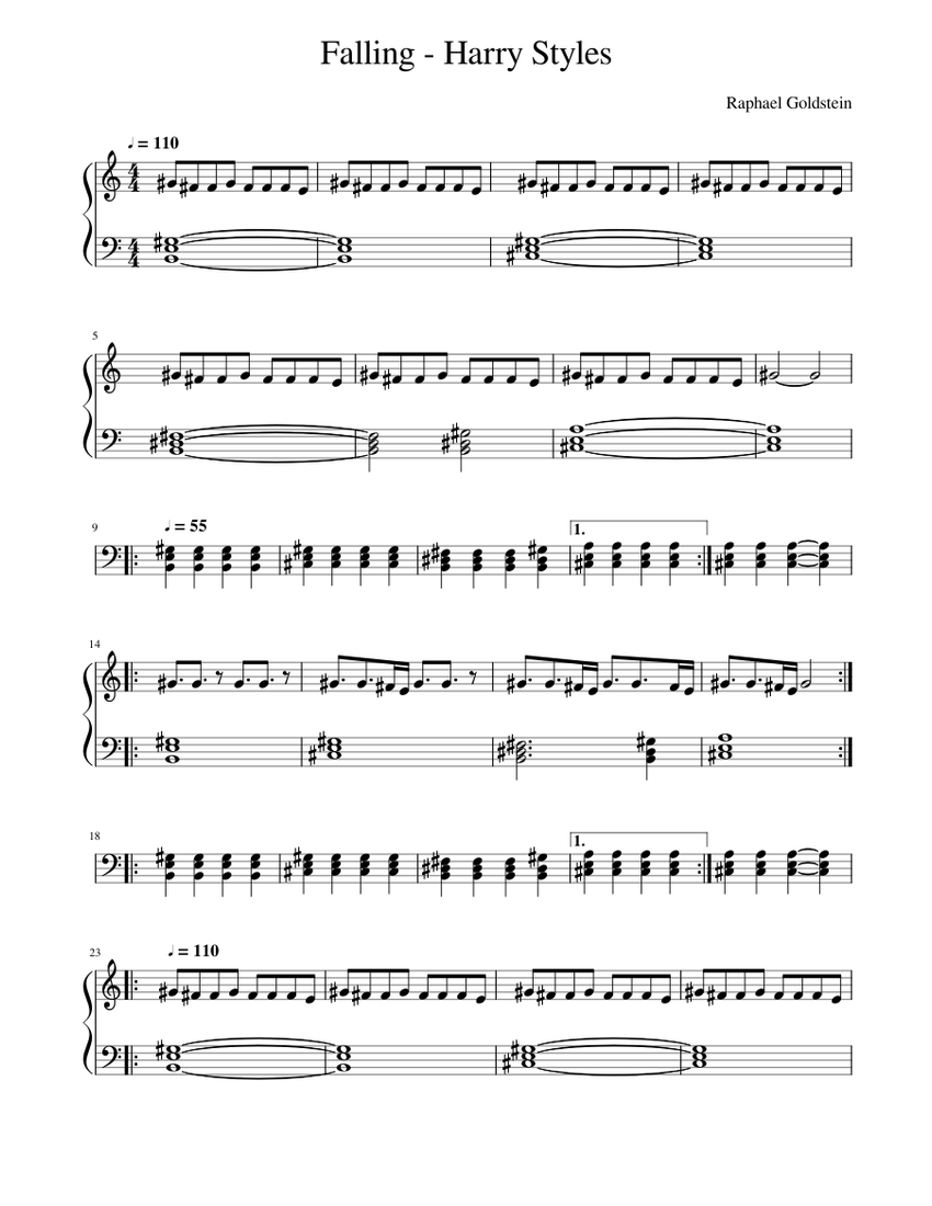 Falling - Harry Styles (piano accompaniment) Sheet music for Piano