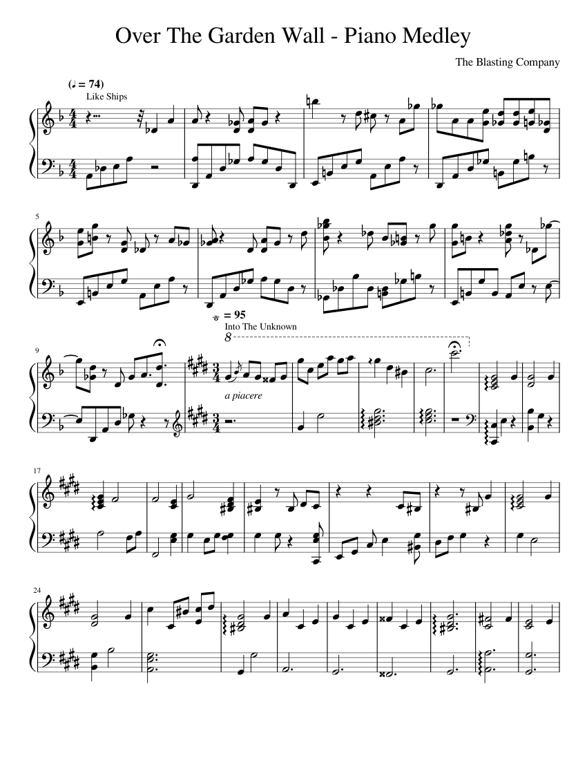 Over The Garden Wall - Piano Medley (WIP) Sheet music for Piano (Solo
