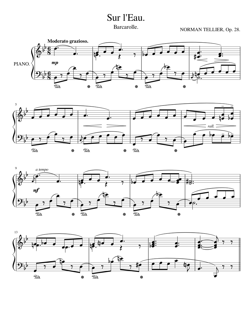 Sur l'Eau (1923) sheet music for Piano download free in PDF or MIDI