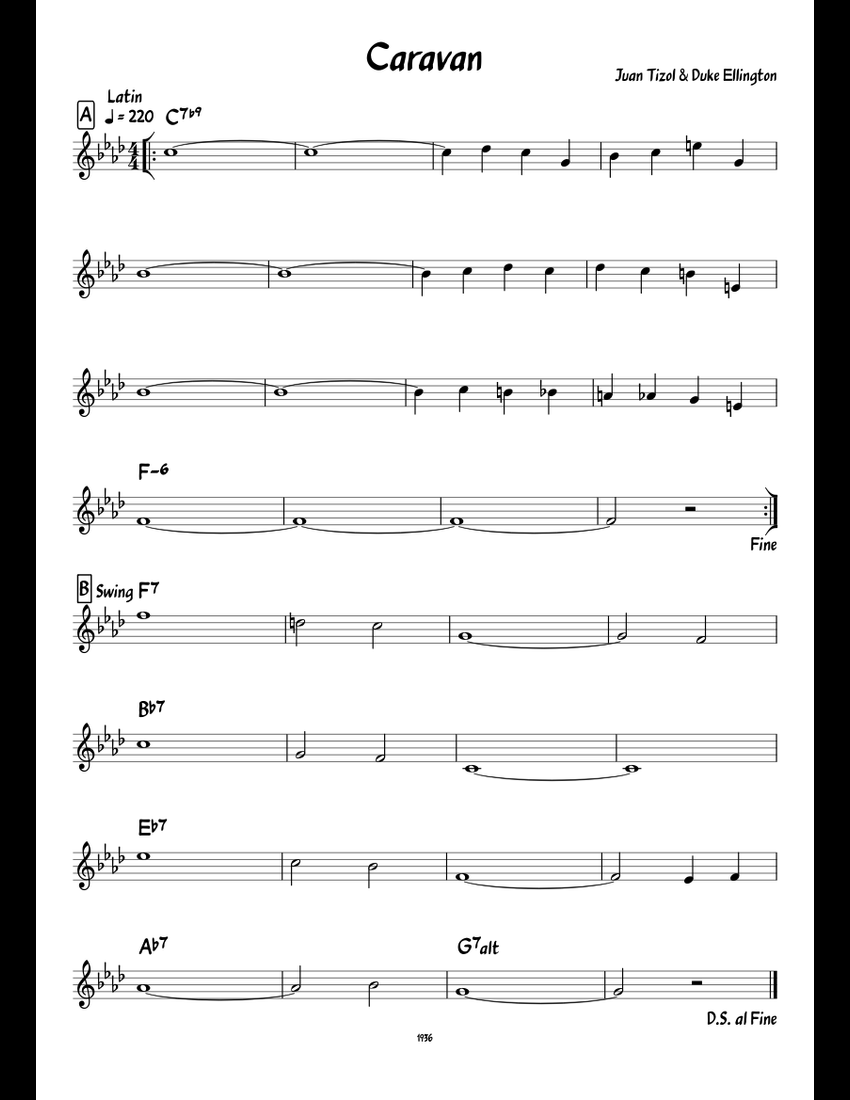 Caravan sheet music for Piano download free in PDF or MIDI