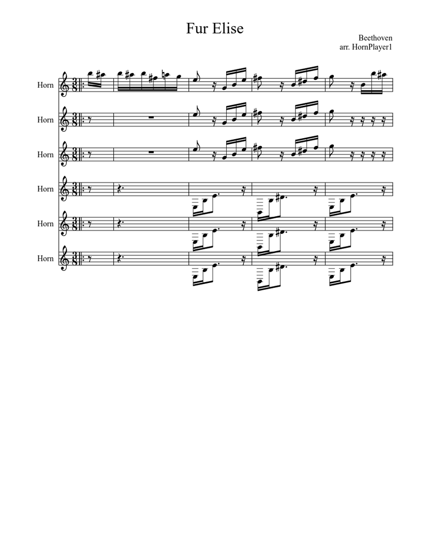 Fur Elise Sheet music | Download free in PDF or MIDI | Musescore.com