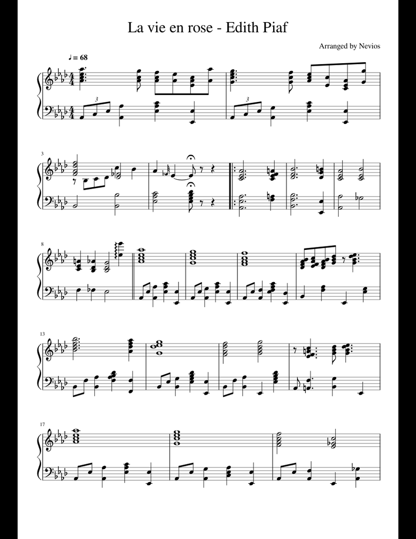 La Vie en Rose - Piano Accompaniment sheet music for Piano download