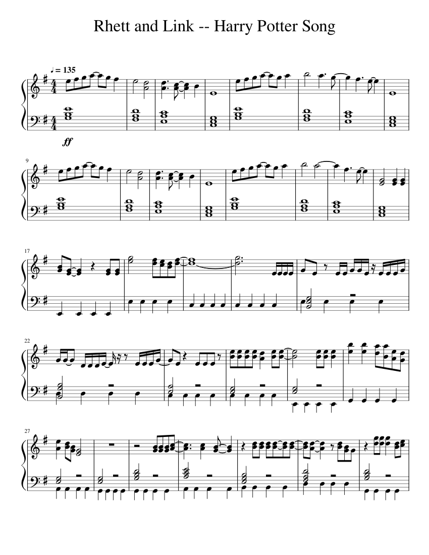 Rhett and Link Harry Potter Song Sheet music for Piano (Solo