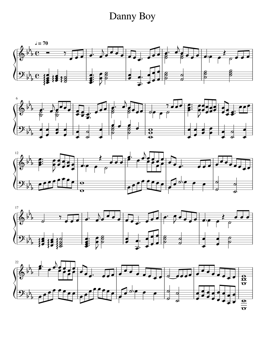 Danny Boy Sheet music for Piano | Download free in PDF or MIDI