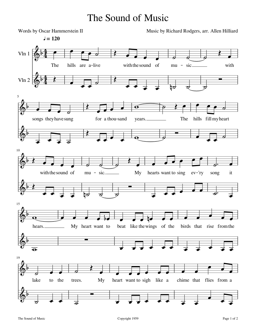 The Sound of Music sheet music for Violin download free in PDF or MIDI