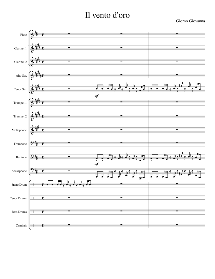 Il vento d'oro Sheet music for Flute, Alto Saxophone, Tenor