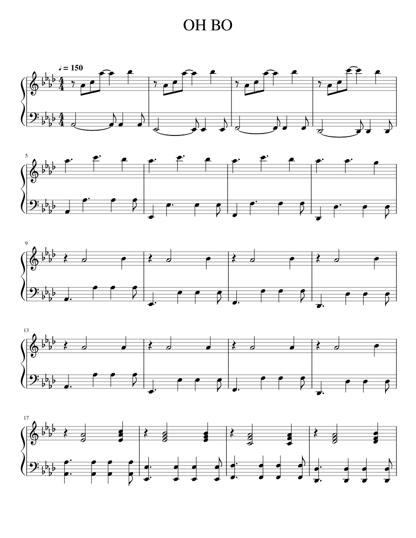 Oh Bo - Bo Burnham Sheet music for Piano | Download free in PDF or MIDI