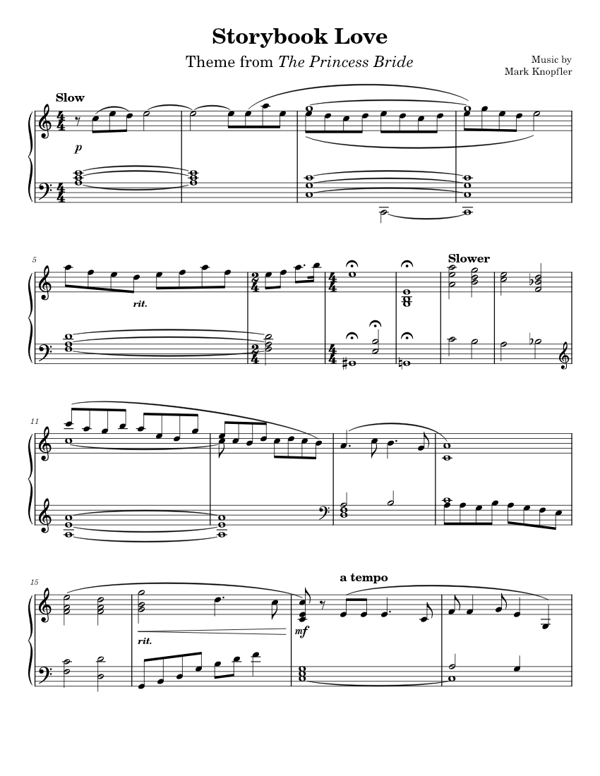Storybook Love Sheet music for Piano | Download free in PDF or MIDI