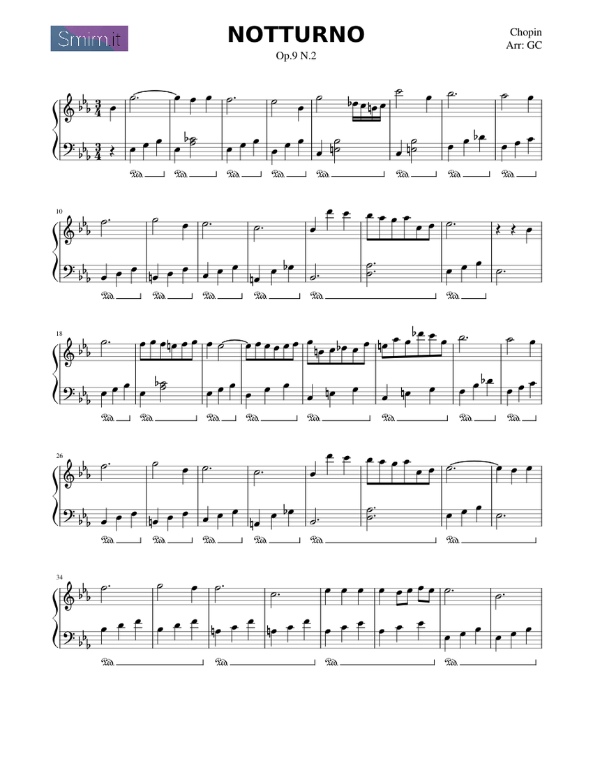 Nocturne Op.9 No.2 (Chopin) Sheet music for Piano (Solo) | Musescore.com