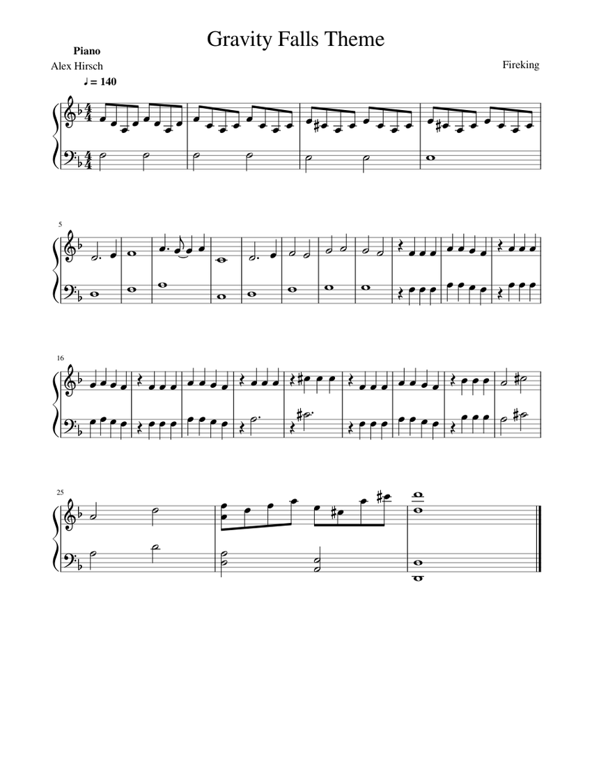 Gravity Falls Sheet music for Keyboard Piano (Solo) | Musescore.com