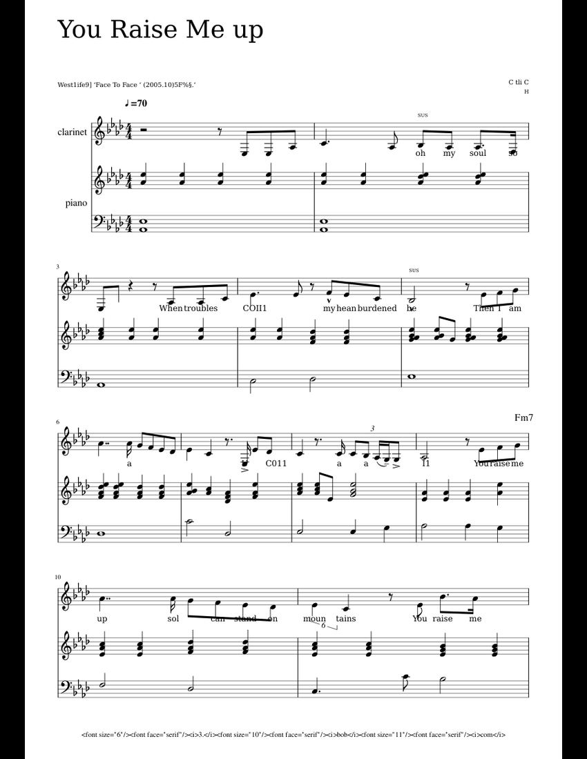 you raise me up sheet music for Piano, Voice download free in PDF or MIDI