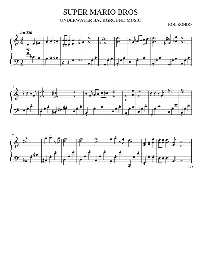 SUPER MARIO BROS Sheet music for Piano (Solo) | Musescore.com