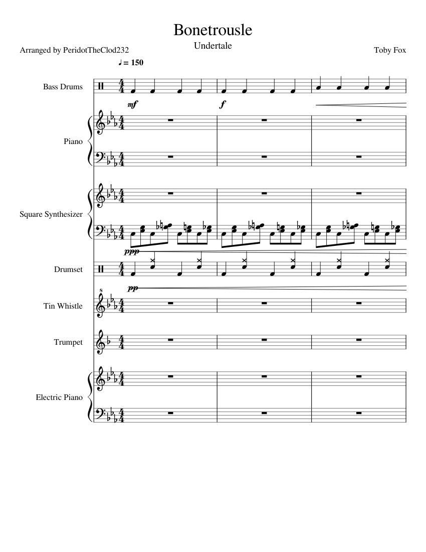 Bonetrousle sheet music for Piano, Percussion, Synthesizer, Other