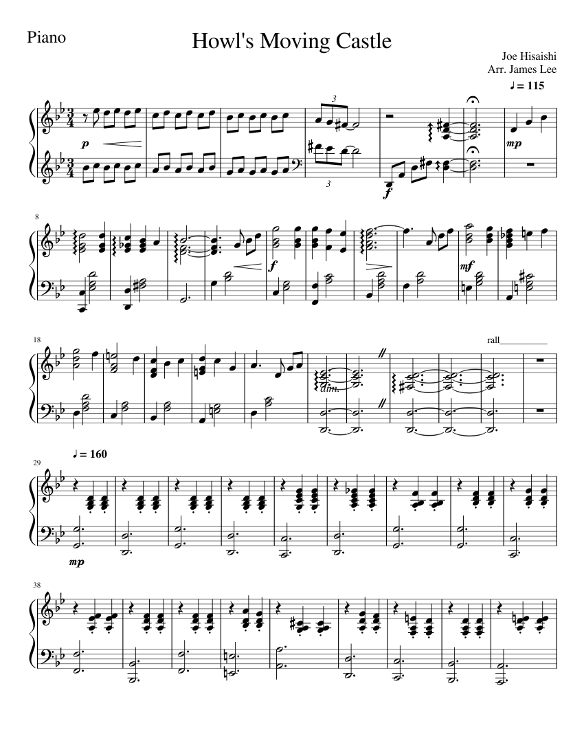 Howl's Moving Castle Quartet (Piano) sheet music for Piano download