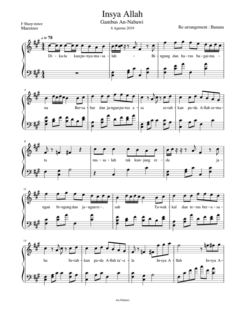 Allah Rakhi Partition Insya_Allah Sheet music for Piano (Solo) | Musescore.com