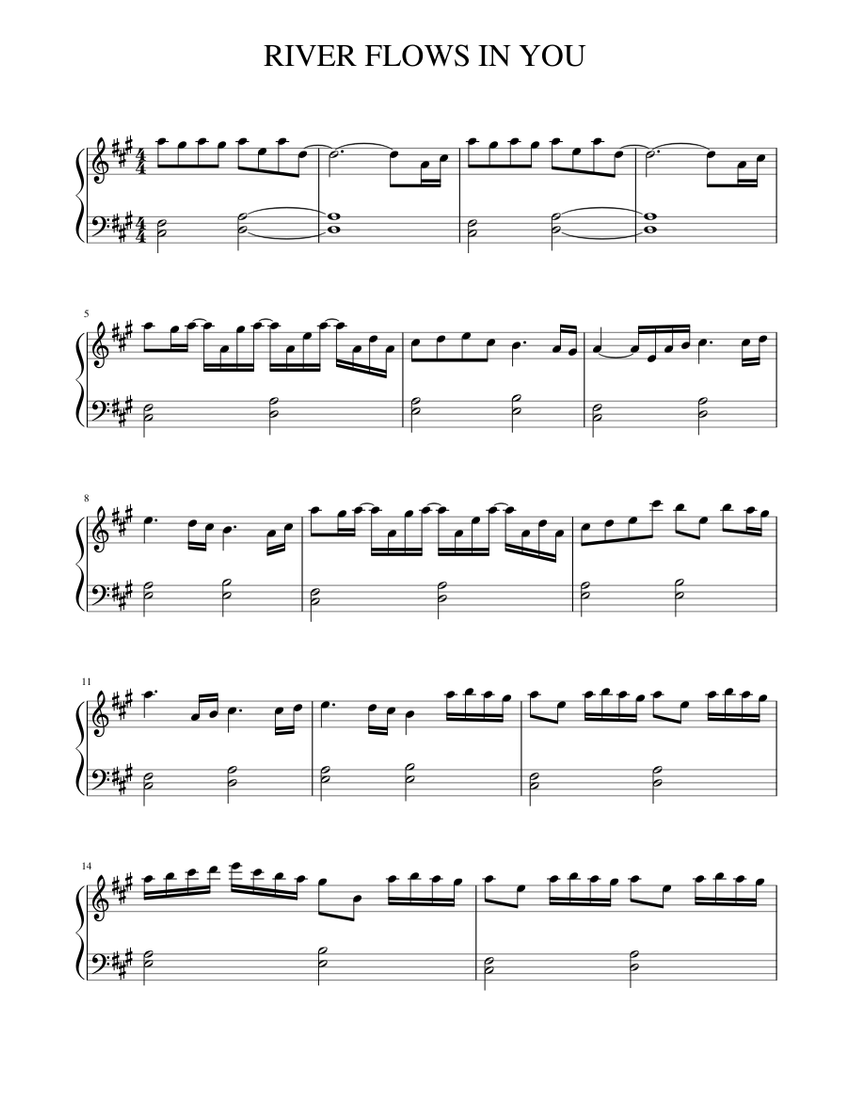 RIVER FLOWS IN YOU Sheet music for Piano (Solo) | Musescore.com