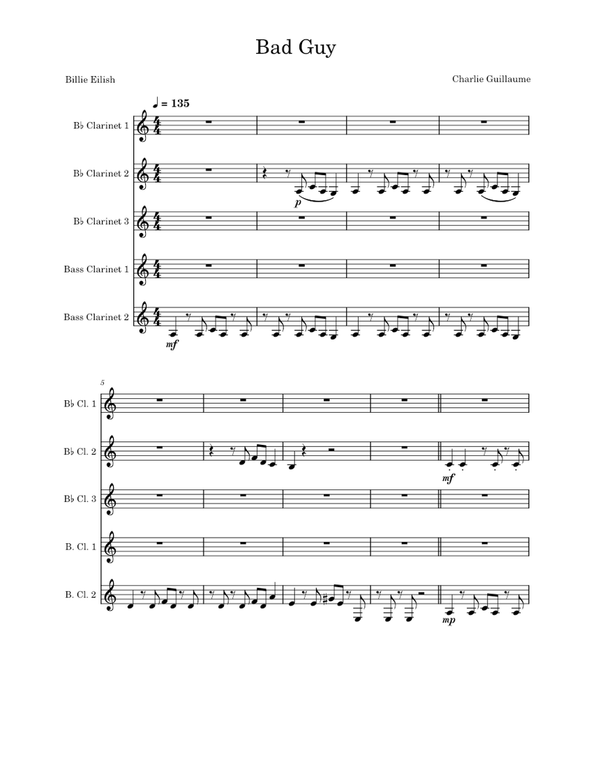 Bad Guy by Billie Eilish and Bass Duo sheet music for
