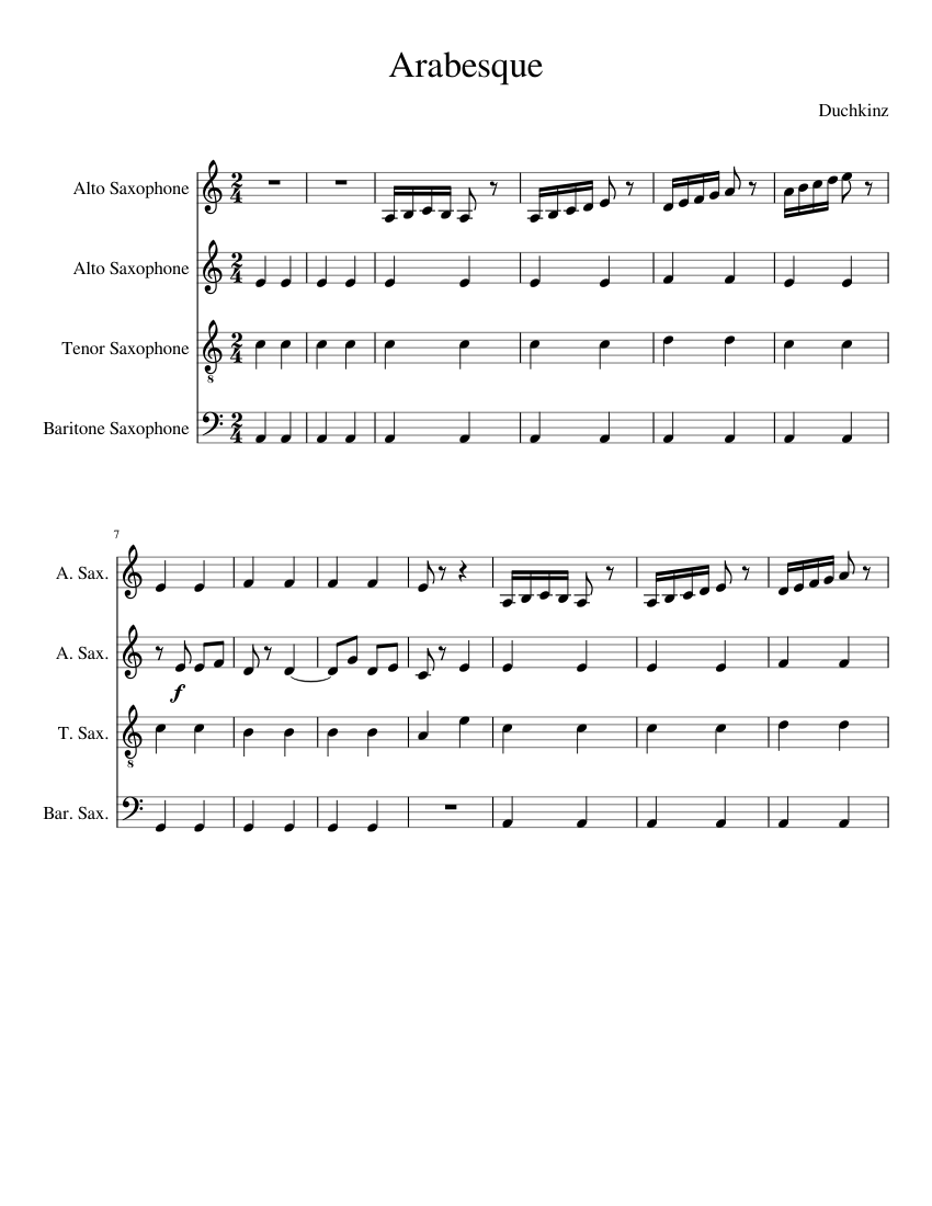 Arabesque Sheet music for Saxophone (Alto), Saxophone (Tenor
