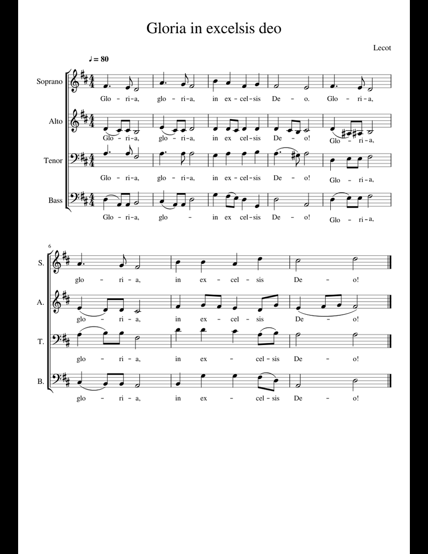 Gloria in excelsis deo sheet music for Voice download free in PDF or MIDI