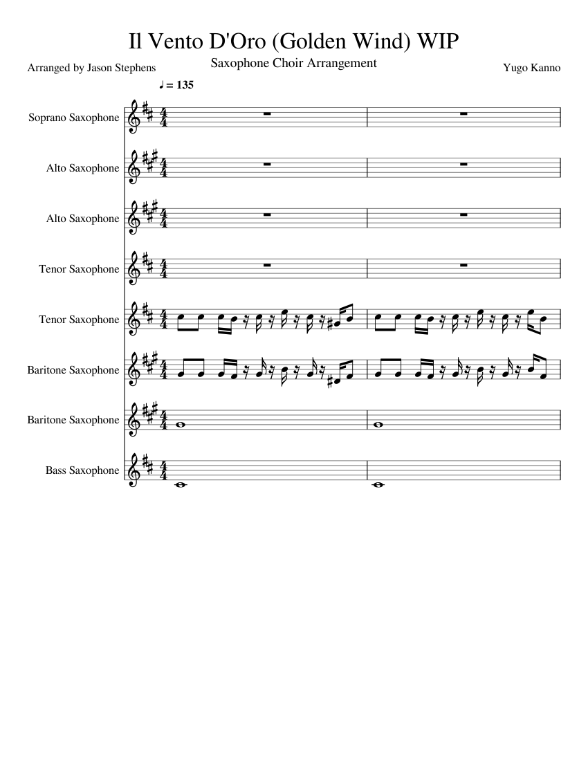 Il Vento D Oro Golden Wind Sheet music for Soprano Saxophone, Alto