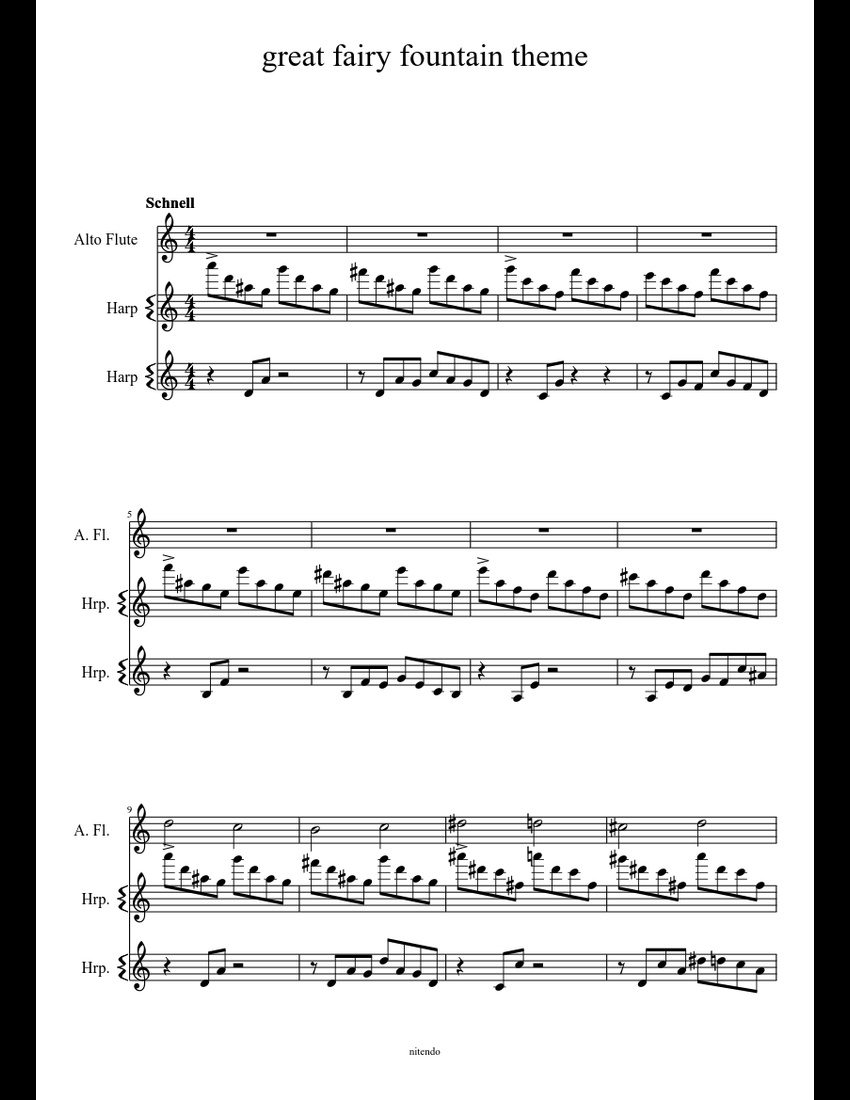 great fairy fountain theme sheet music download free in PDF or MIDI