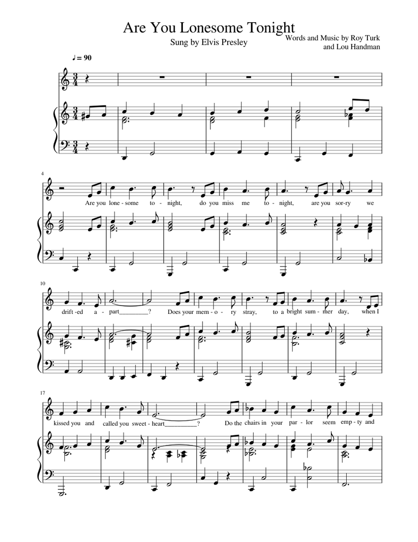 Are You Lonesome Tonight with Alto Sheet music for Piano ...