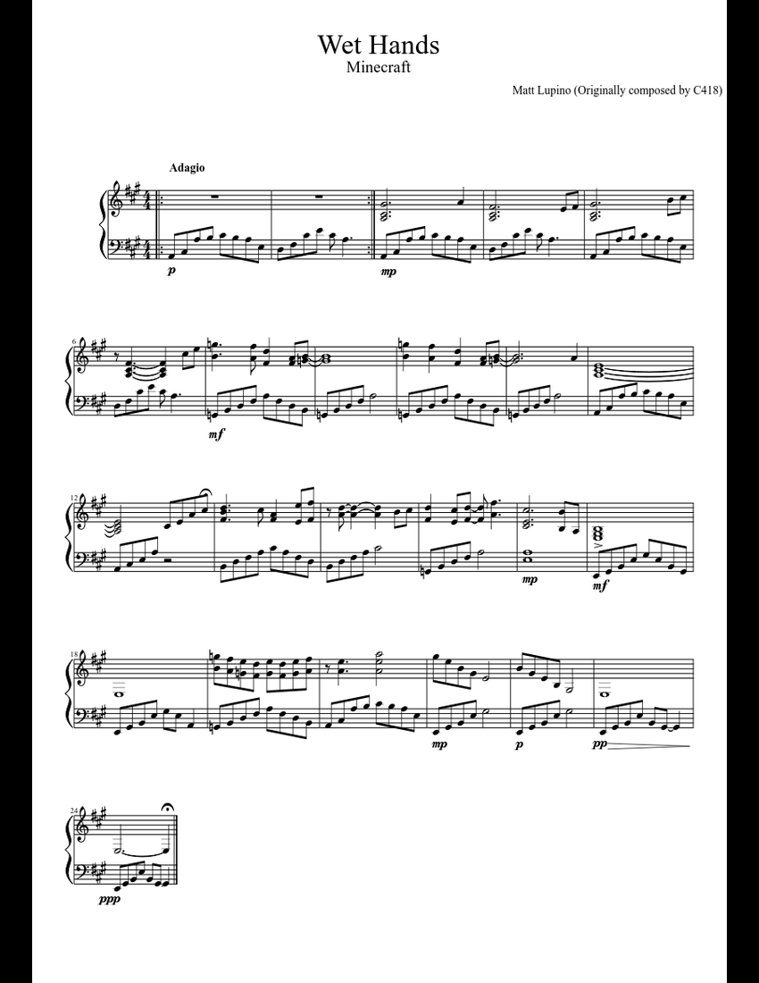 Wet Hands sheet music download free in PDF or MIDI