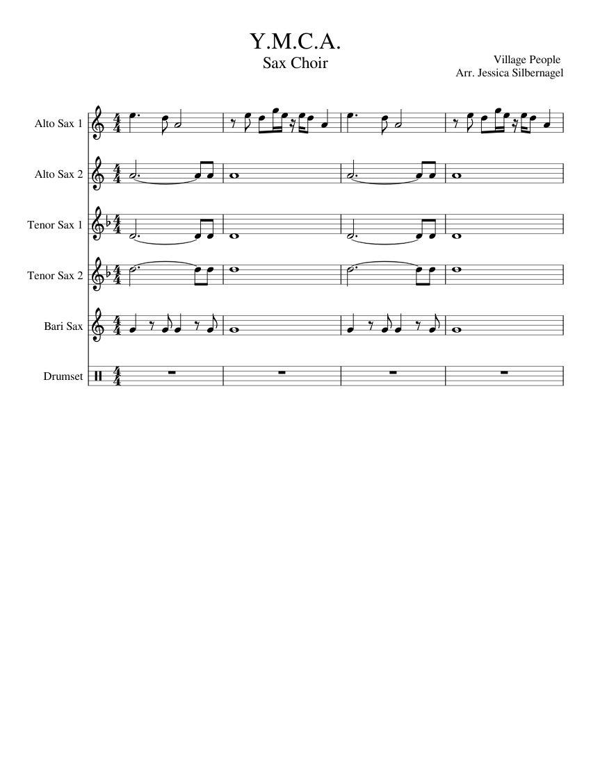 YMCA Sax Choir Sheet music for Alto Saxophone, Tenor Saxophone