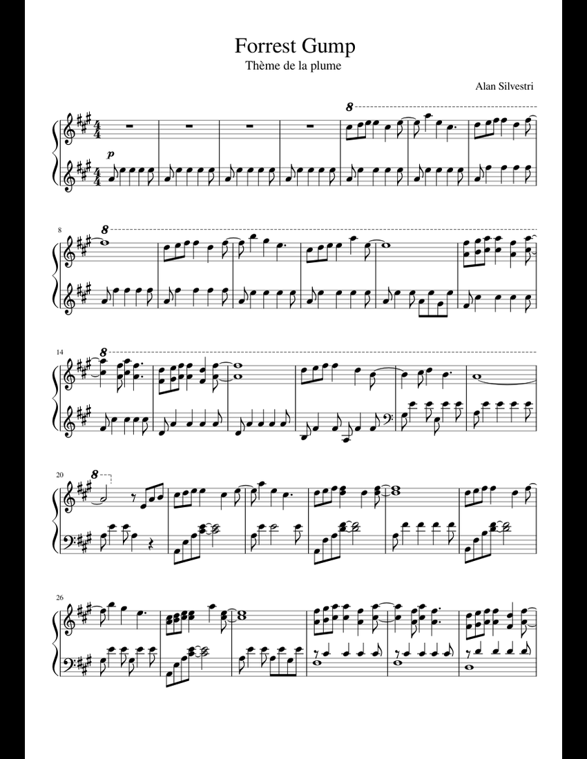 Forrest Gump sheet music for Piano download free in PDF or MIDI