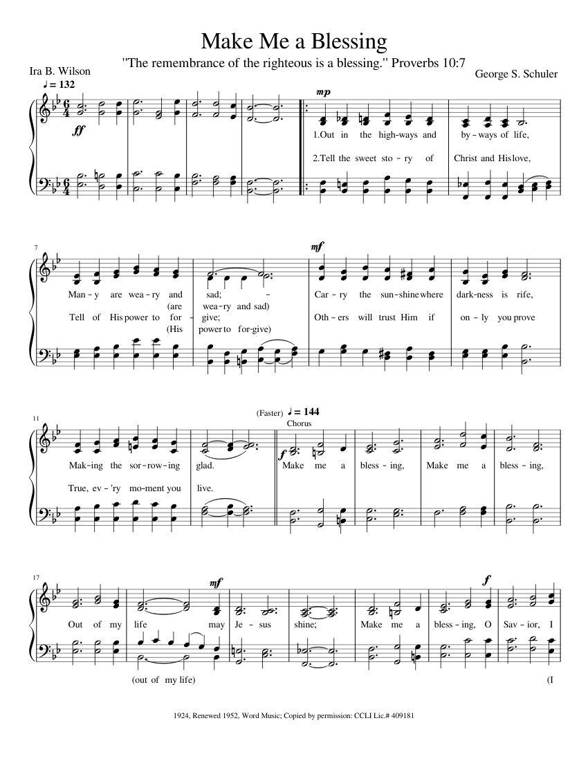 Make Me a Blessing Sheet music for Piano (SATB)