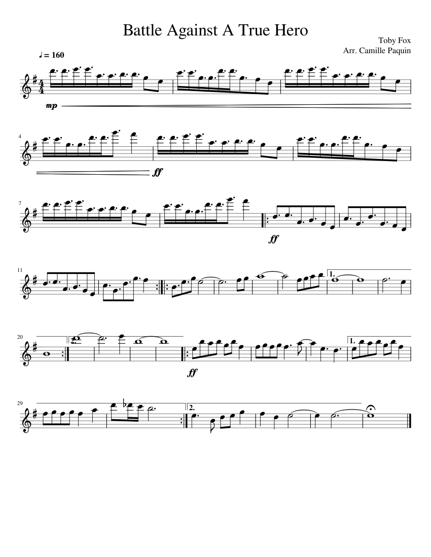 Battle against a true hero sheet music for Flute download free in PDF