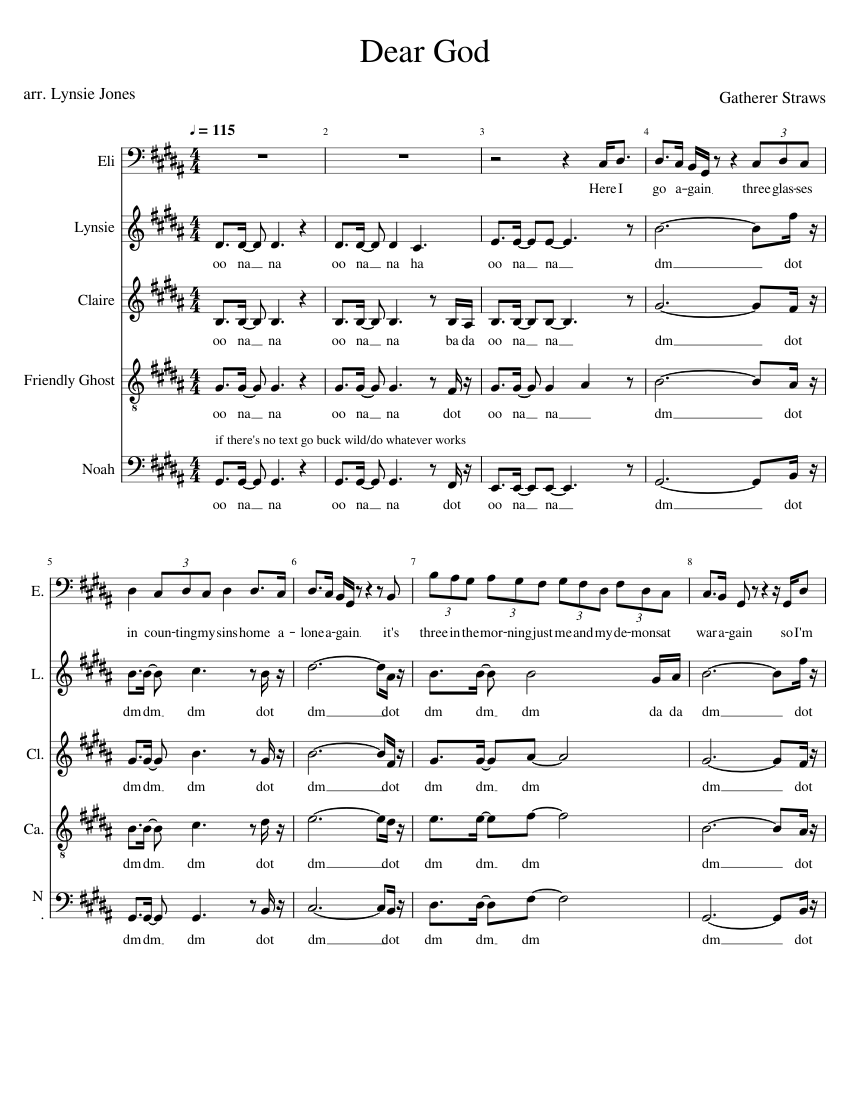 Dear God Hunter Hayes A Cappella Sheet Music For Saxophone Soprano