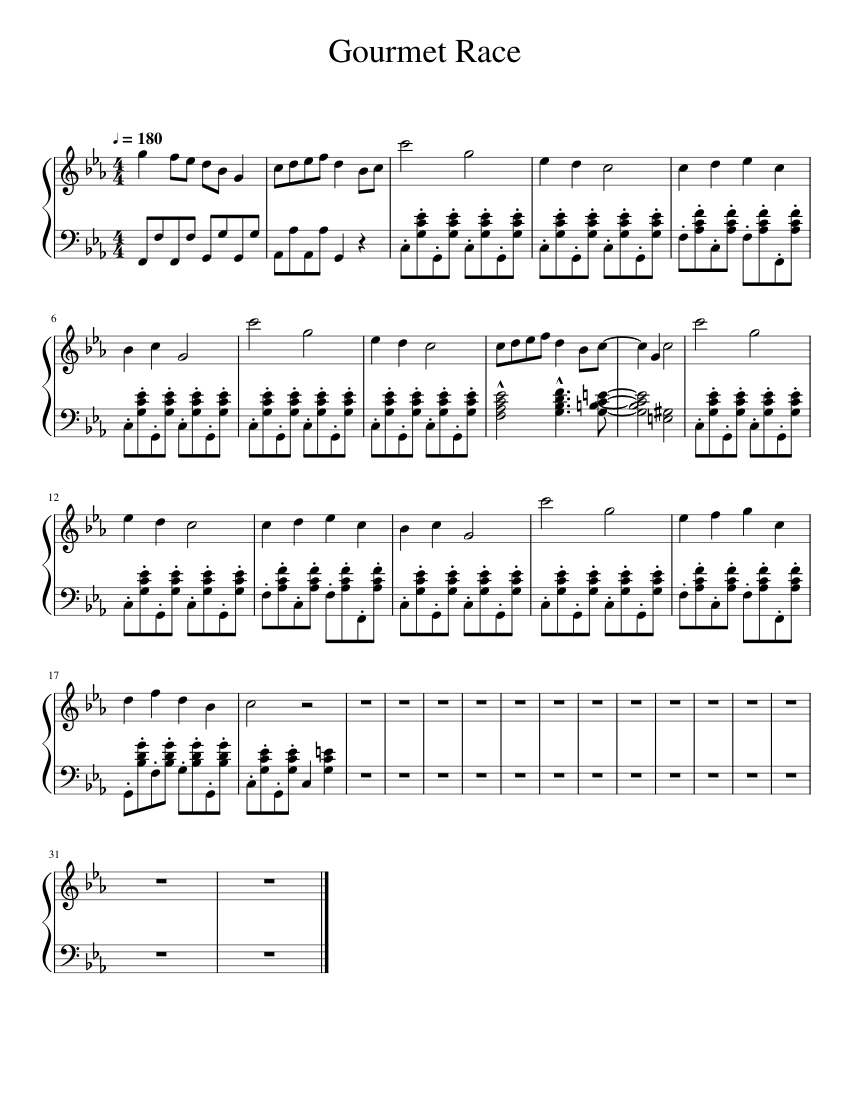 Gourmet Race Jazz Edition Sheet Music For Piano Download Free In PDF