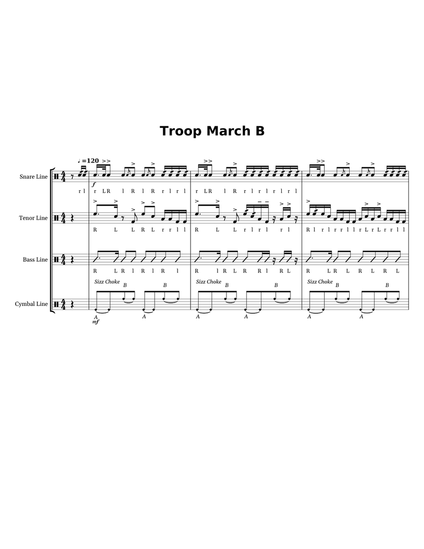 Troop March B For Marine Drum and Bugle Corps Sheet music