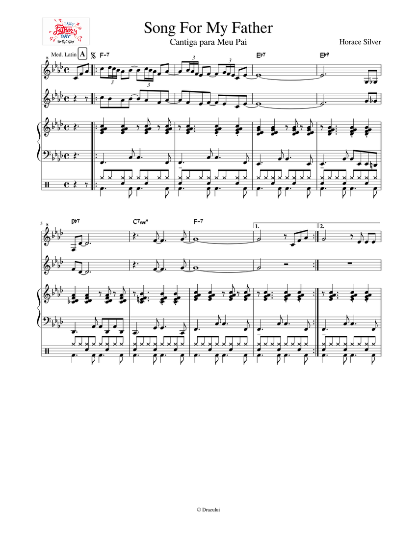 Download Song for father's day! Sheet music for Piano, Recorder, Oboe, Percussion | Download free in PDF ...