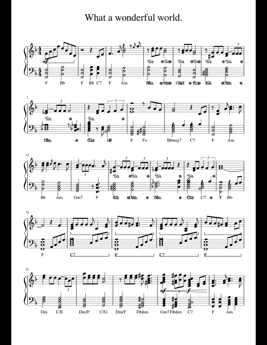 what a wonderful world piano sheet music free download