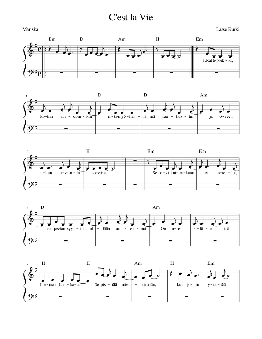 C Est La Vie En Latin C est la Vie Sheet music for Piano | Download free in PDF or MIDI
