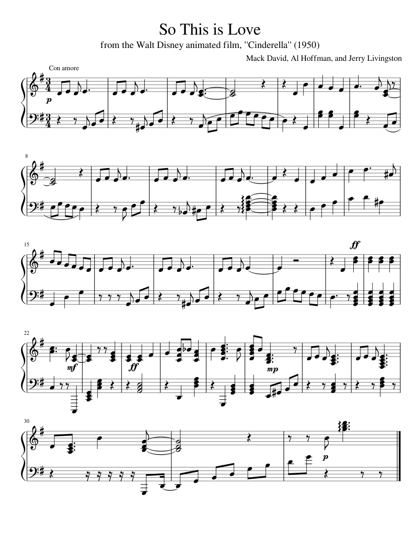 So This is Love sheet music for Piano download free in PDF or MIDI