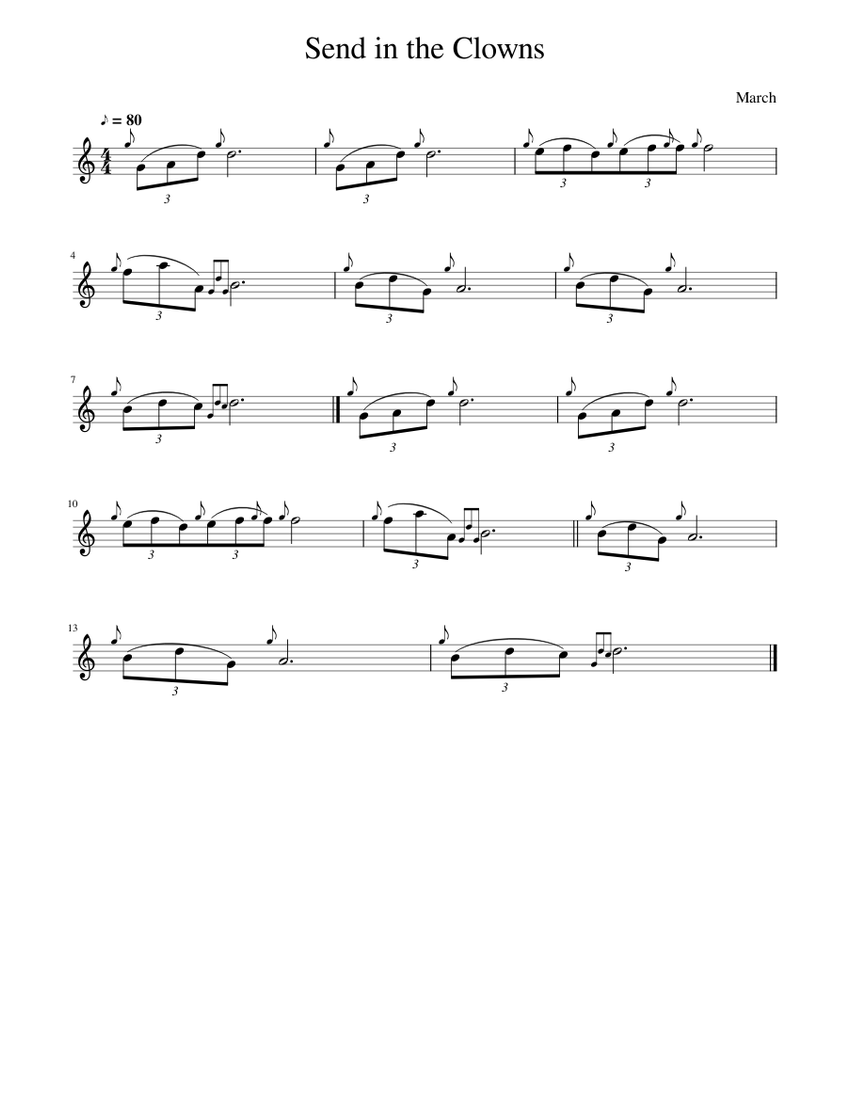 March Send In The Clowns Sheet Music Download Free In PDF Or MIDI March send in the clowns sheet music download free in pdf or midi