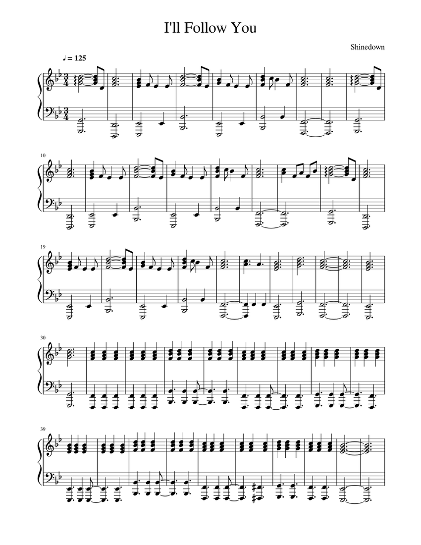 I'll Follow You Sheet music for Piano | Download free in PDF or MIDI