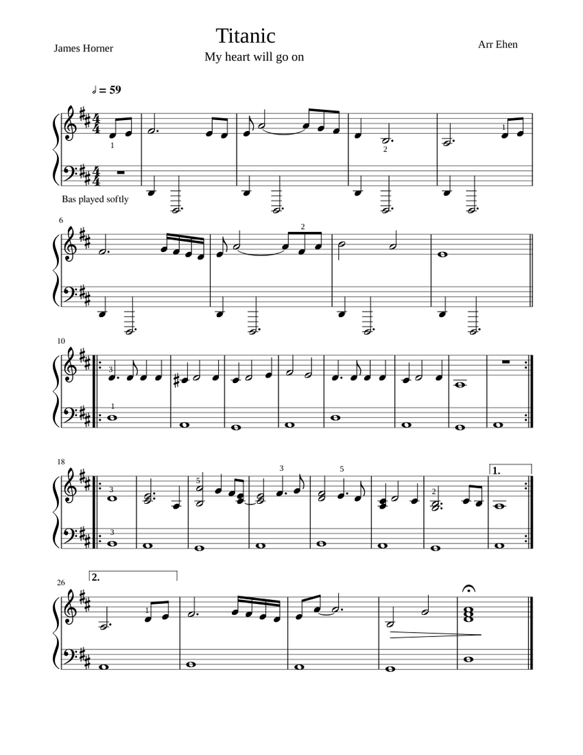 Titanic Easy sheet music for Piano download free in PDF or MIDI